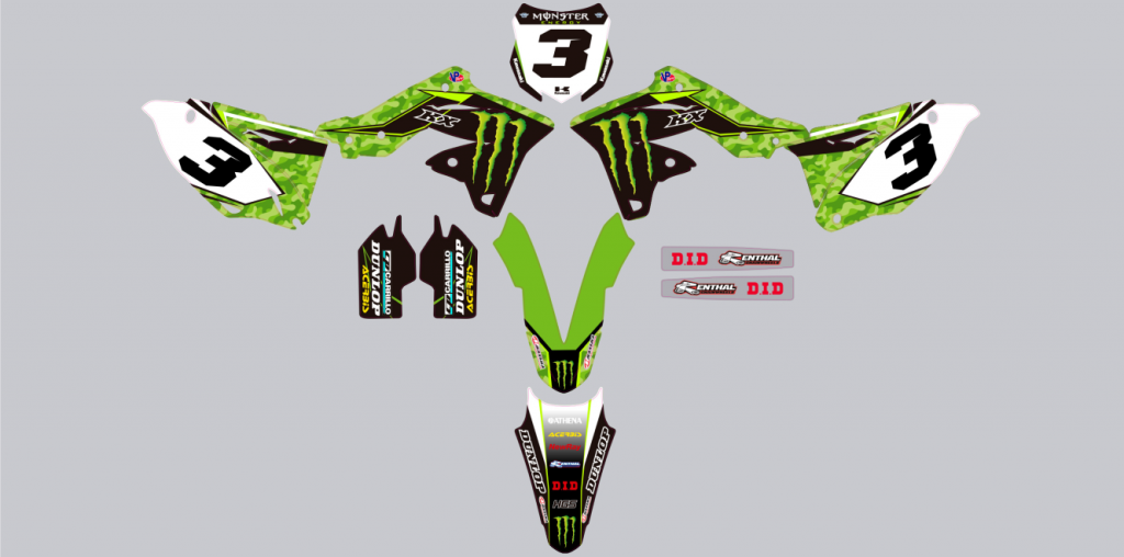 KIT KAWASAKI KXF250 2013 15 CAMOV2 Pegatinas Stickers Pole